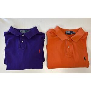 Lot Of 2 VINTAGE Polo Ralph Lauren Shirt Men 2XL Purple Orange Pony Golf Rugby